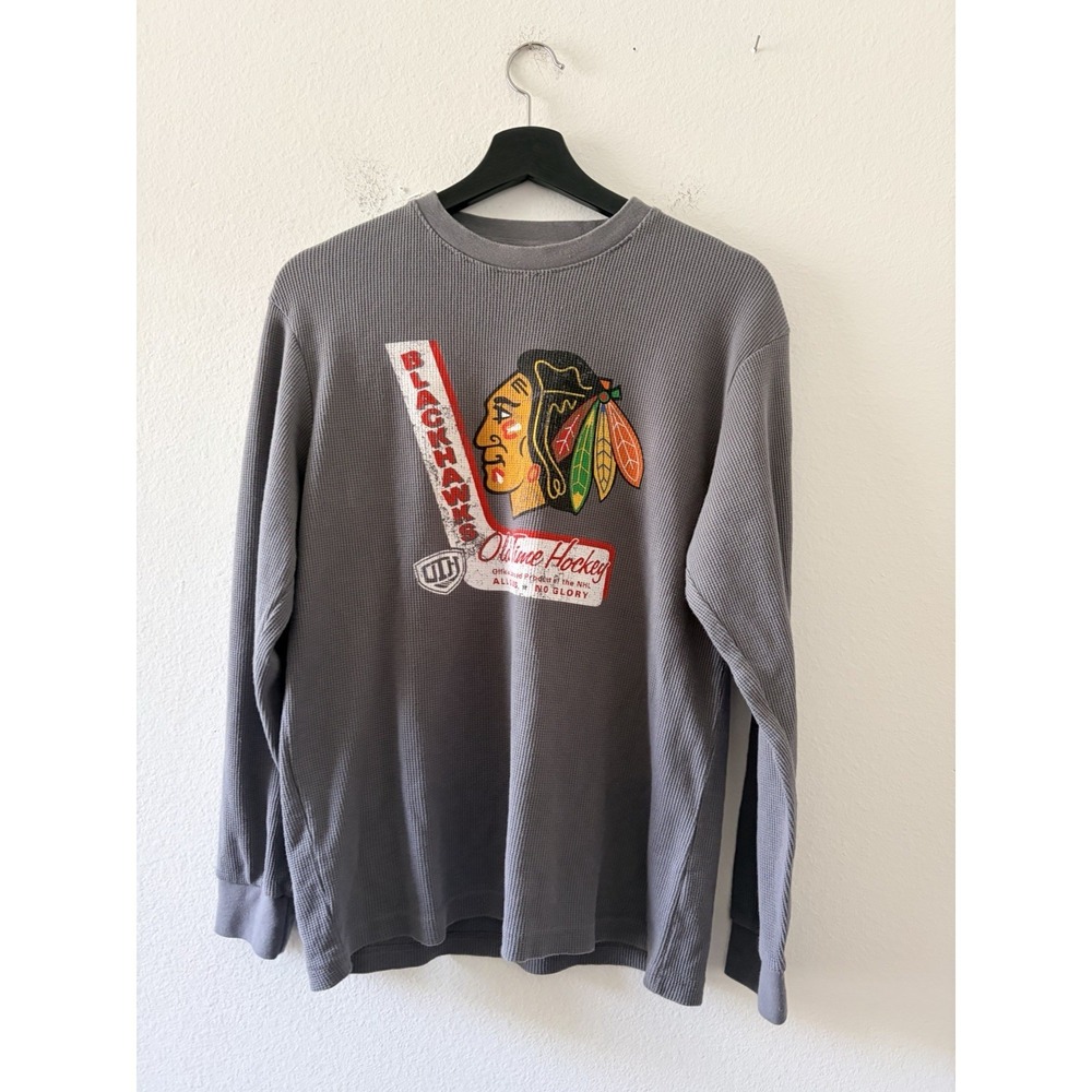 Gray Chicago Blackhawks Old time Hockey thermal sz M Causeway Connection